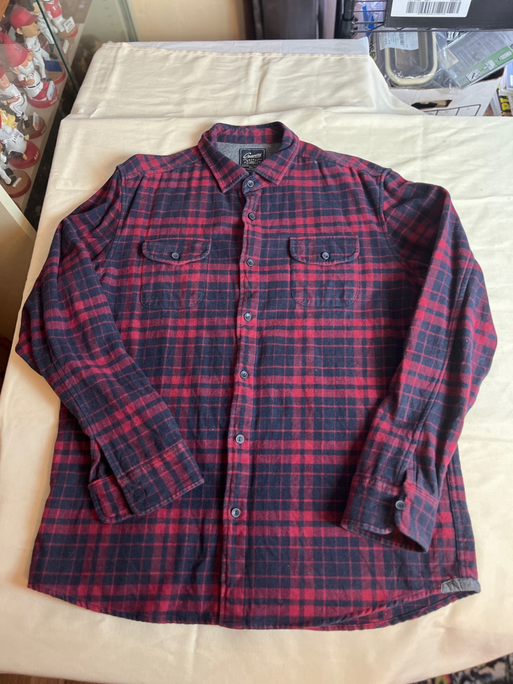 Grayers Red and Navy Plaid Button-Down Shirt